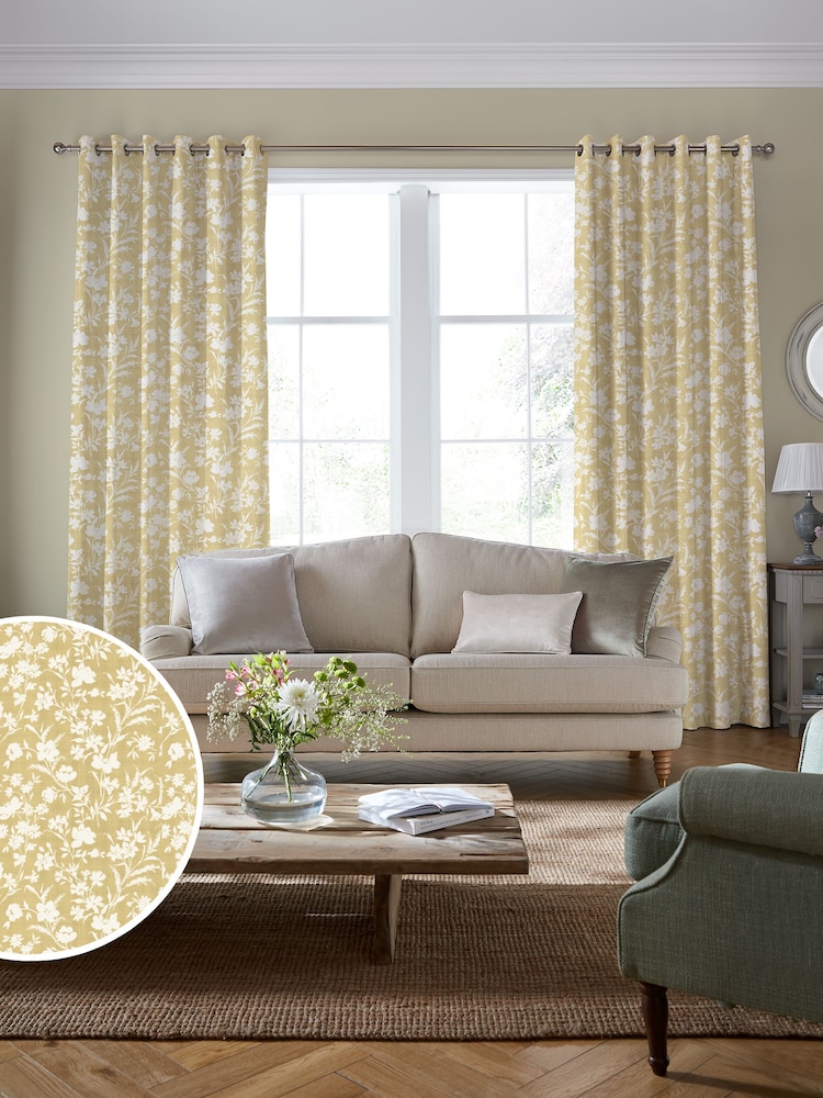 Laura Ashley Gold Rye Made to Measure 100% Cotton Curtains - Image 2 of 9