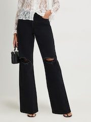 River Island Black Relaxed Straight Ripped Jeans - Image 3 of 4