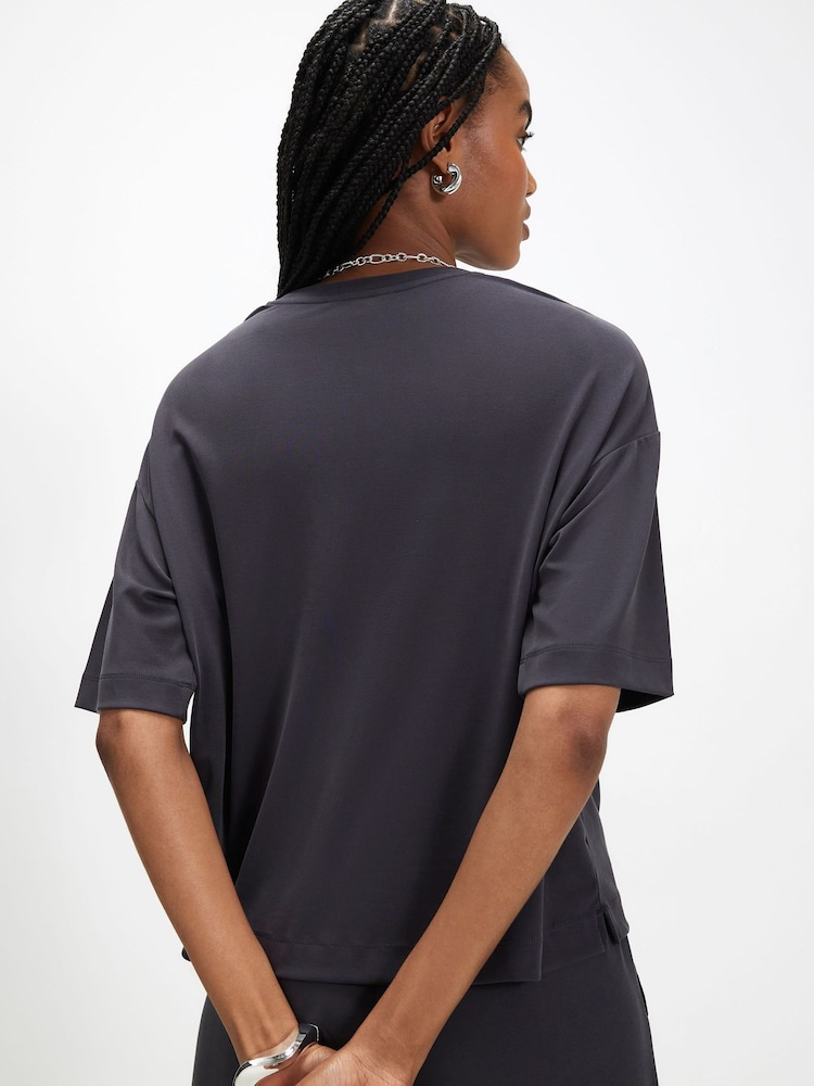 River Island Grey Soft Touch T-Shirt - Image 2 of 4 River Island Grey Soft Touch T-Shirt - Image 2 of 4