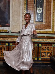 FatFace Silver Metallic Midi Skirt - Image 2 of 7