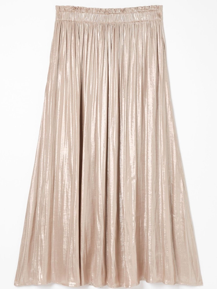 FatFace Silver Metallic Midi Skirt - Image 7 of 7