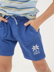 FatFace Eddie Blue Sweat Shorts - Image 3 of 4