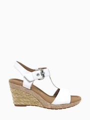 Gabor Wide Fit Karen White Leather Wedge Sandals - Image 1 of 5