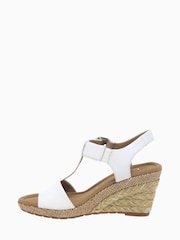 Gabor Wide Fit Karen White Leather Wedge Sandals - Image 2 of 5