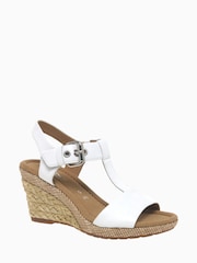 Gabor Wide Fit Karen White Leather Wedge Sandals - Image 3 of 5