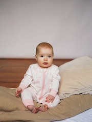 The Little Tailor Baby Front Zip Soft 100% Cotton Sleepsuit - Image 1 of 5