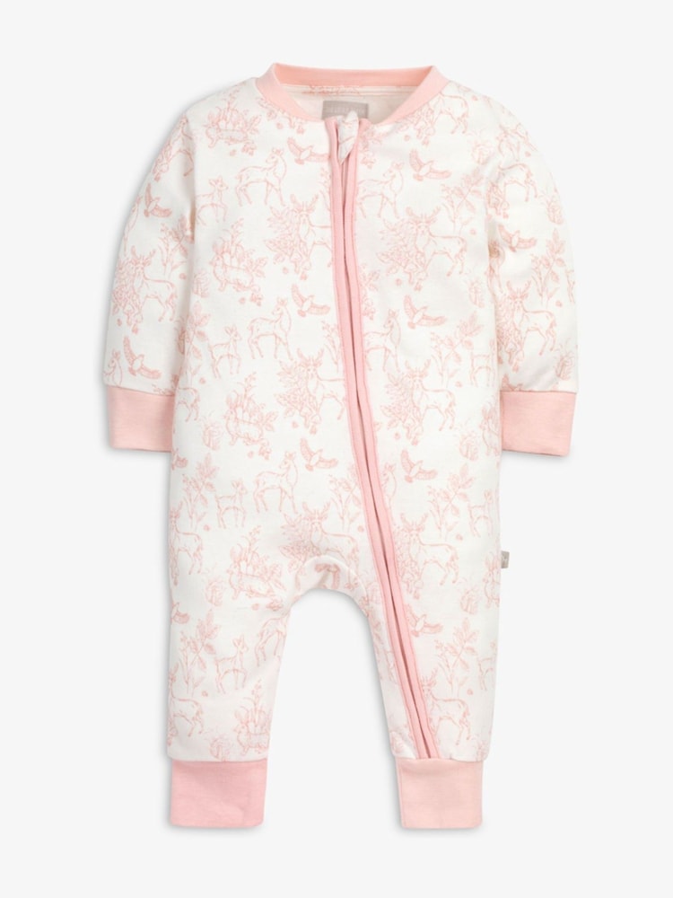 The Little Tailor Baby Front Zip Soft 100% Cotton Sleepsuit - Image 2 of 5