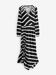 Monochrome Long Sleeve Ruched Midi Dress - Image 5 of 6