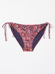 FatFace Fiona Purple Frill Paisley Tie Side Bikini Bottoms - Image 4 of 4