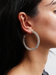 Mood Gold Tone Crystal Aurora Borealis Diamante Tube Hoop Earrings - Image 3 of 3