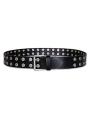 AllSaints Black 38mm Flat Eyelets Belt - Image 2 of 3