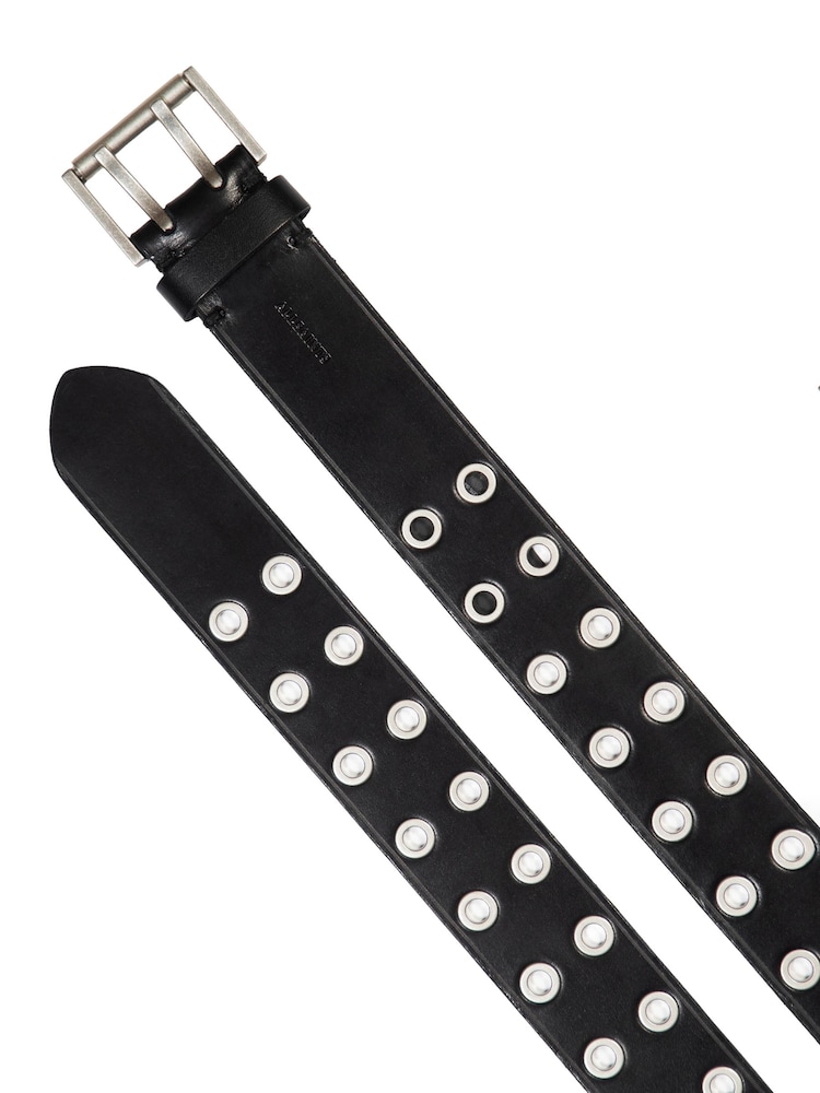 AllSaints Black 38mm Flat Eyelets Belt - Image 3 of 3
