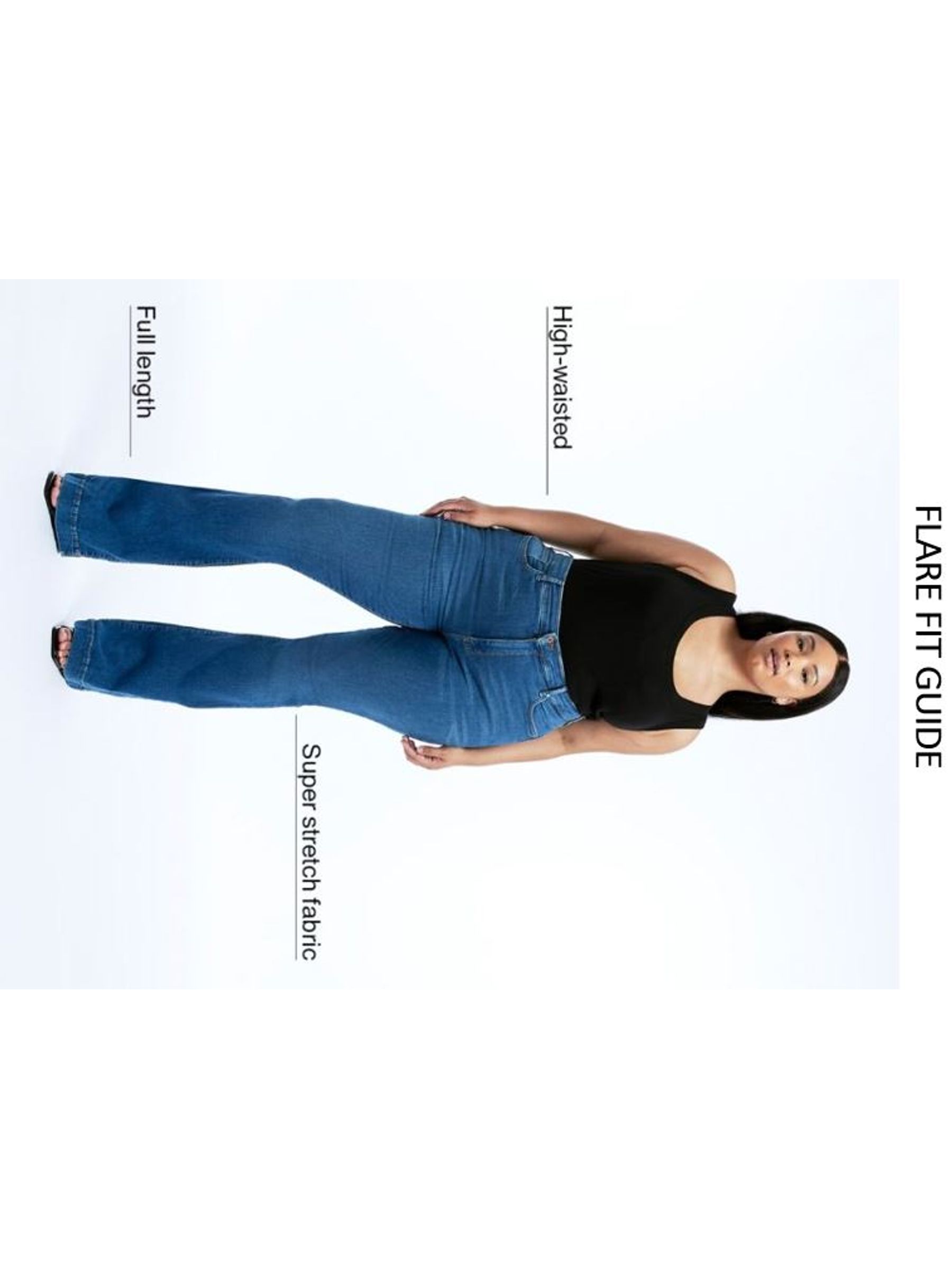 River Island Blue High Rise Tummy Hold Flare Stretch Jeans - Image 4 of 5