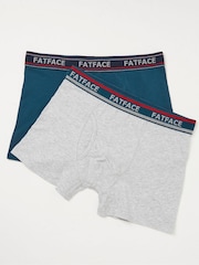 FatFace Teal Green Cotton Boxers 2 Pack - Image 1 of 2