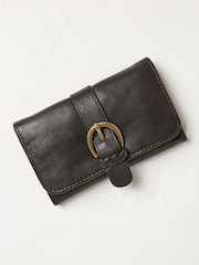 FatFace Harlow Black Round Buckle Foldover Purse - Image 1 of 2