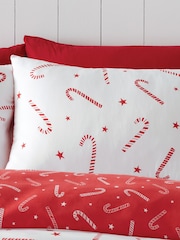 Catherine Lansfield White Christmas Candy Cane Reversible Duvet Cover Set - Image 3 of 4
