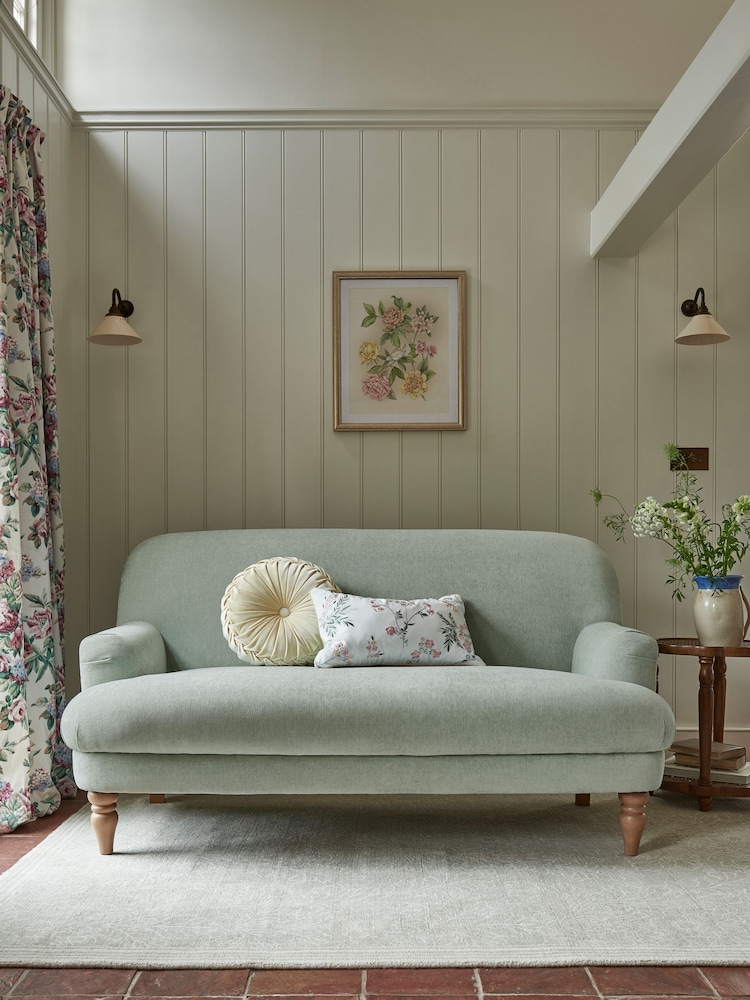 Laura Ashley Baron Chenille Pale Grey Green Clipsham Small 2 Seater Sofa - Image 1 of 8
