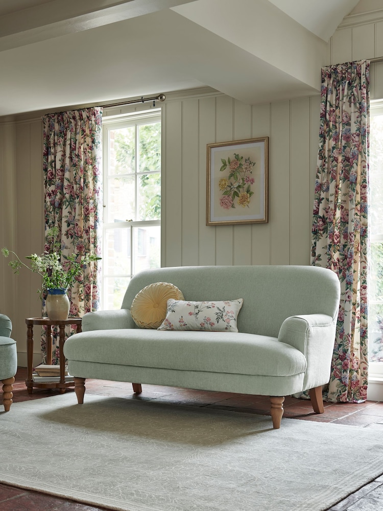 Laura Ashley Baron Chenille Pale Grey Green Clipsham Small 2 Seater Sofa - Image 2 of 8