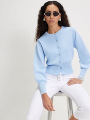 River Island Blue Scallop Detail Clean Cardigan - Image 1 of 4