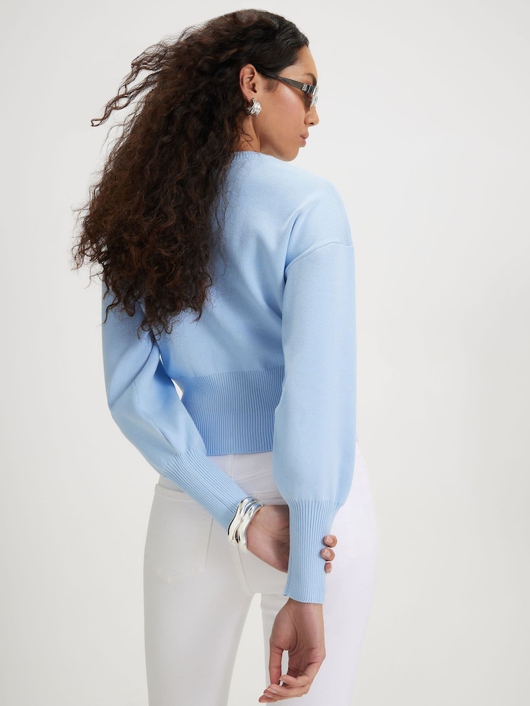 River Island Blue Scallop Detail Clean Cardigan - Image 4 of 4