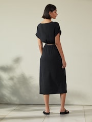 Albaray Cheesecloth Black Open Back Dress - Image 2 of 4