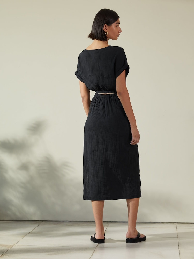 Albaray Cheesecloth Black Open Back Dress - Image 2 of 4