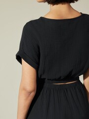 Albaray Cheesecloth Black Open Back Dress - Image 3 of 4