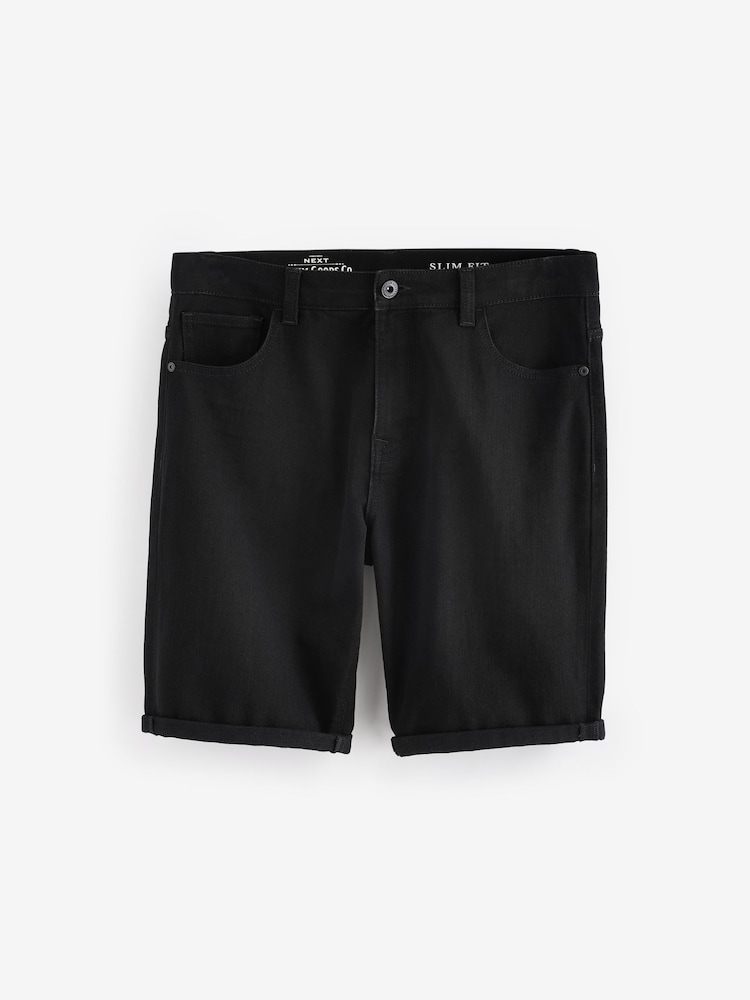 Black Summer Weight Denim Shorts - Image 1 of 4