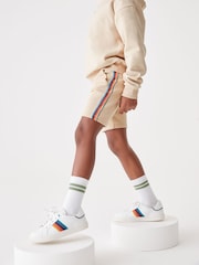 Pastelgeel - Paul Smith Junior 100% katoenen sweatshort voor jongens met Artist-strepen - Image 1 of 12
