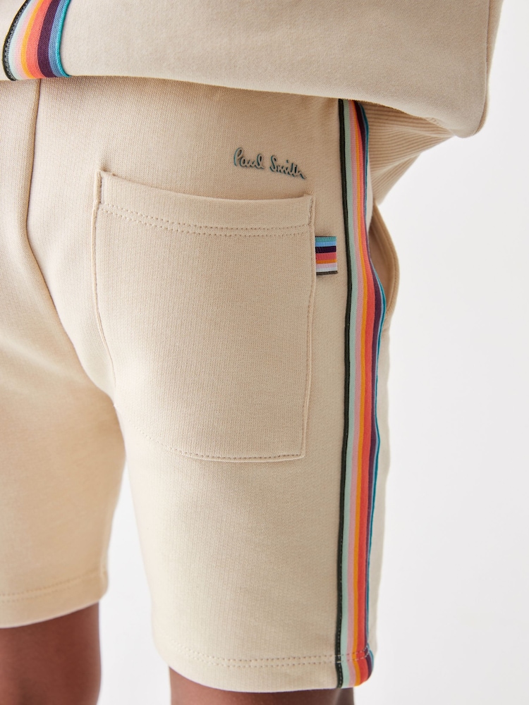 Pastelgeel - Paul Smith Junior 100% katoenen sweatshort voor jongens met Artist-strepen - Image 6 of 12