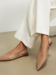 Marrón - River Island Metal Point Toe Flat Shoes - Imagen 1 de 6
