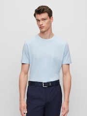 BOSS Light Blue Regular Fit 100% Cotton Tonal Rubber Logo T-Shirt - Image 1 of 5