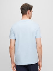 BOSS Light Blue Regular Fit 100% Cotton Tonal Rubber Logo T-Shirt - Image 2 of 5