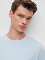 BOSS Light Blue Regular Fit 100% Cotton Tonal Rubber Logo T-Shirt - Image 4 of 5