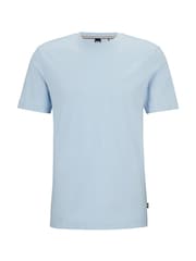 BOSS Light Blue Regular Fit 100% Cotton Tonal Rubber Logo T-Shirt - Image 5 of 5