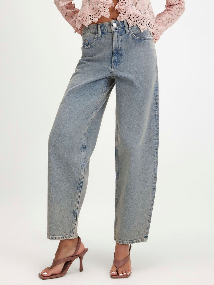 River Island Blue Tinted Barrel Jeans - Image 1 of 4