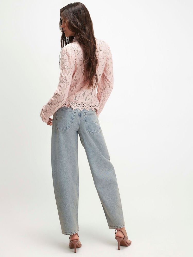 River Island Blue Tinted Barrel Jeans - Image 4 of 4