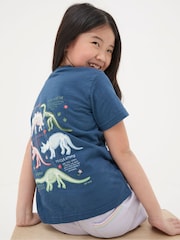 FatFace Blue Dinosaur Graphic T-Shirt - Image 2 of 5