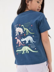 FatFace Blue Dinosaur Graphic T-Shirt - Image 3 of 5