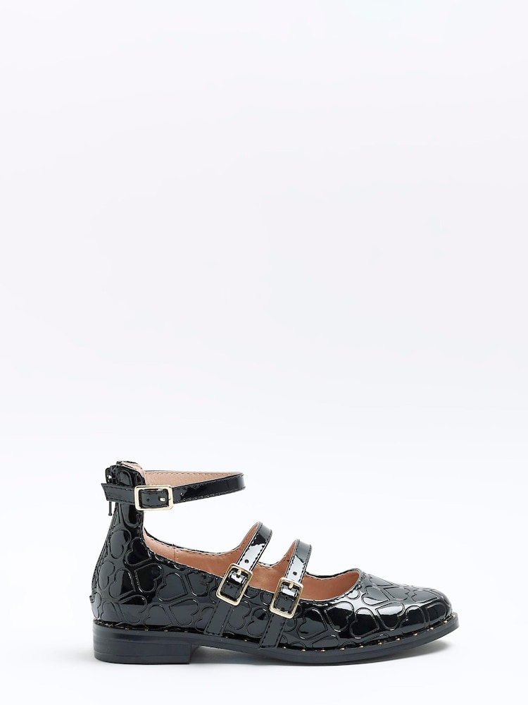 River Island Black Girls Patent Ankle Strap Shoes - Image 1 of 4
