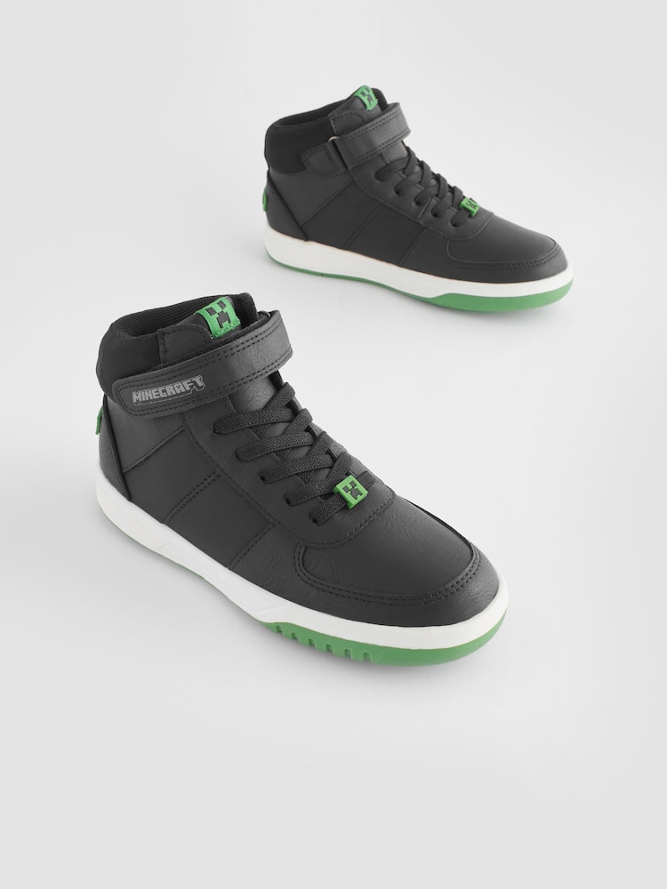Black/Green Minecraft Touch Fastening High Top Trainer - Image 1 of 7 Black/Green Minecraft Touch Fastening High Top Trainer - Image 1 of 7