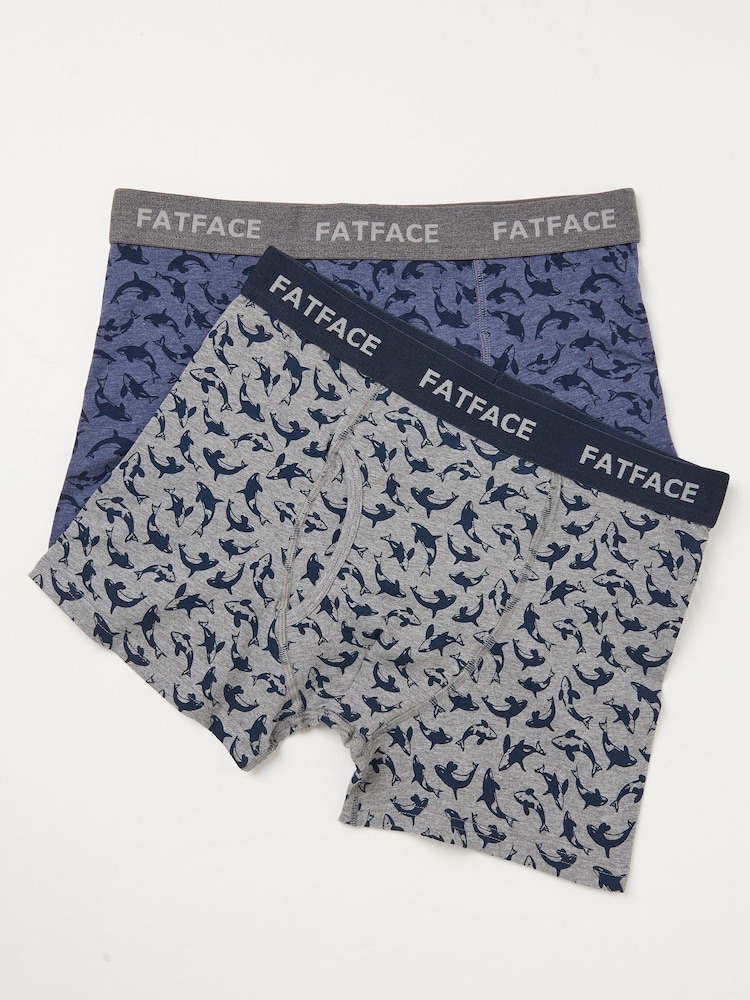 FatFace Killer Blue Whale Boxers 2 Pack - Image 1 of 2