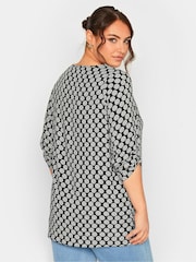 Yours Curve Black Tab Sleeve Blouse - Image 2 of 4