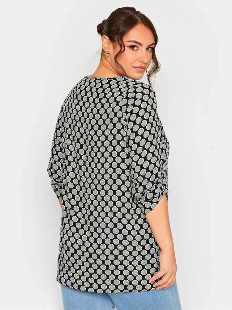 Yours Curve Black Tab Sleeve Blouse - Image 2 of 4