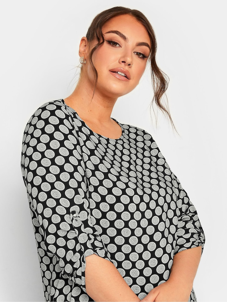 Yours Curve Black Tab Sleeve Blouse - Image 4 of 4