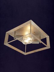 Searchlight Brushed Silver Harbor 2 Light Ceiling Light - Image 1 of 3