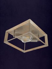 Searchlight Brushed Silver Harbor 2 Light Ceiling Light - Image 2 of 3