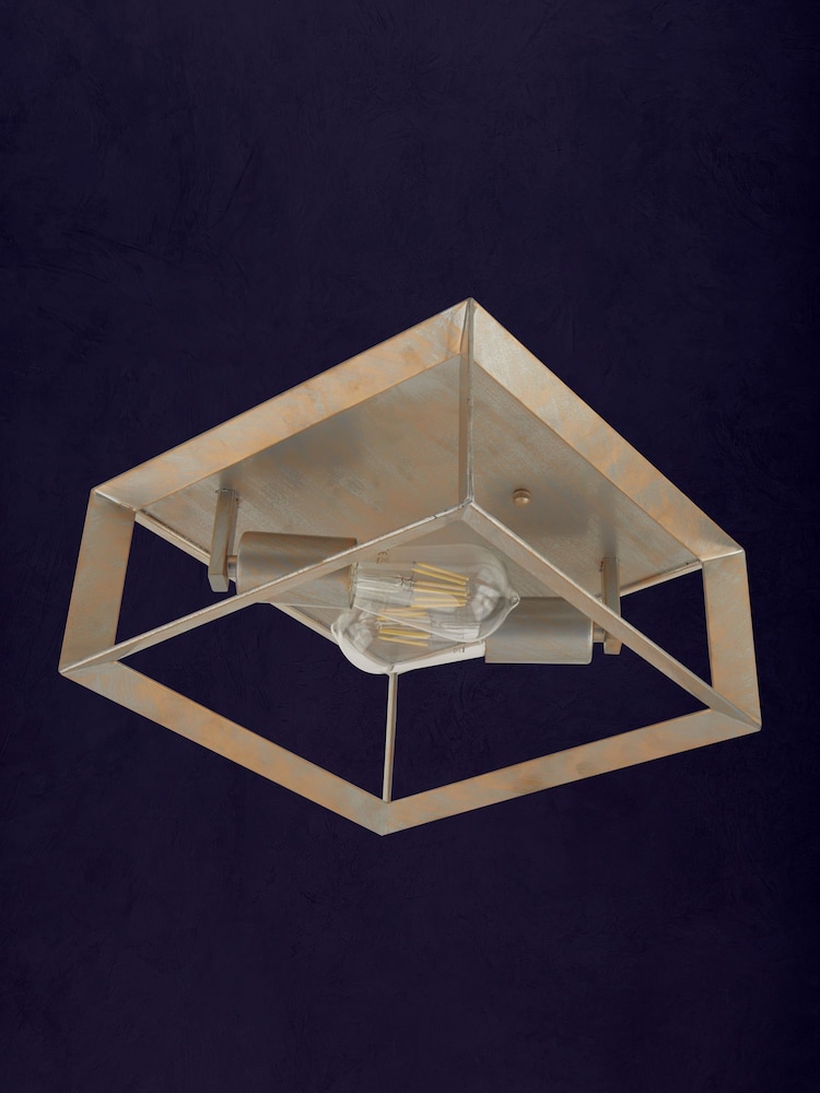 Searchlight Brushed Silver Harbor 2 Light Ceiling Light - Image 2 of 3