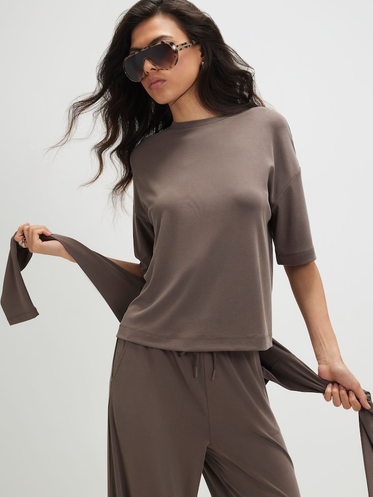 River Island Brown Soft Touch T-Shirt - Image 1 of 4