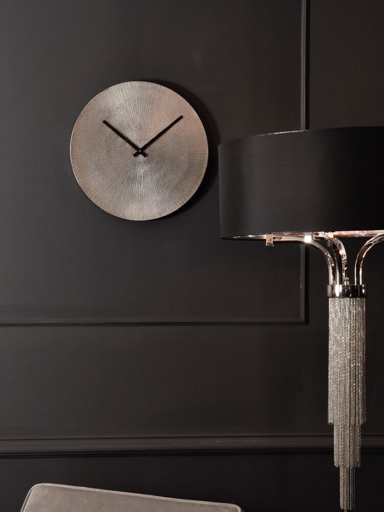 Libra Silver Antique Silver Starburst Aluminium Wall Clock - Image 1 of 2